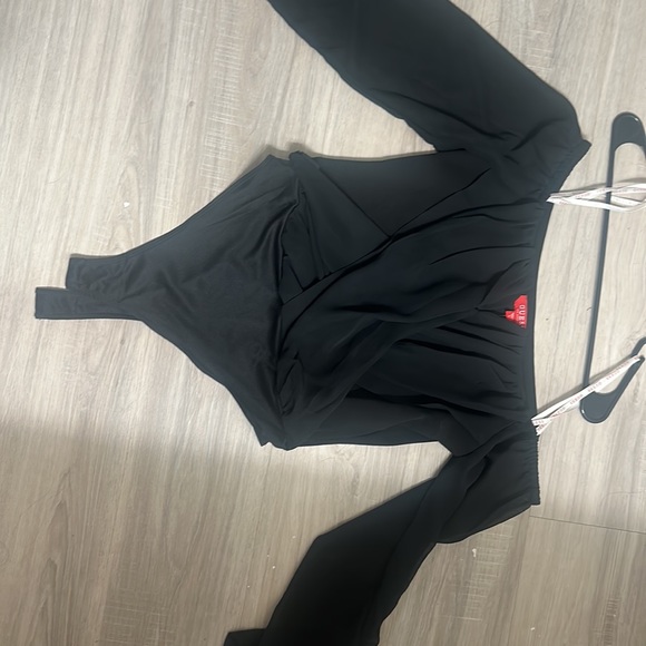 Guess Body Suit. Black. Sexy, low cut sheer sleeves - Picture 2 of 3